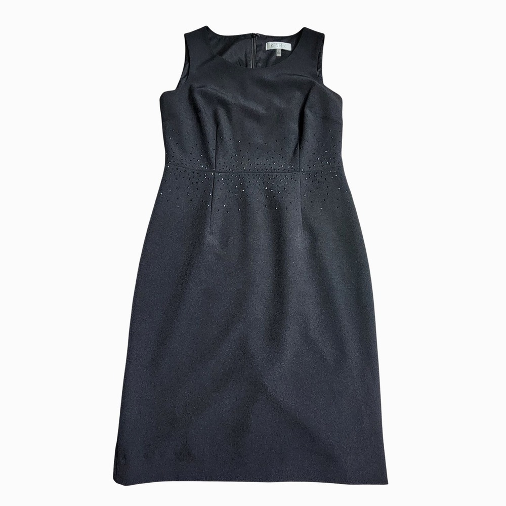 Kasper Black Sleeveless Sheath Dress Studded Classic Size 6